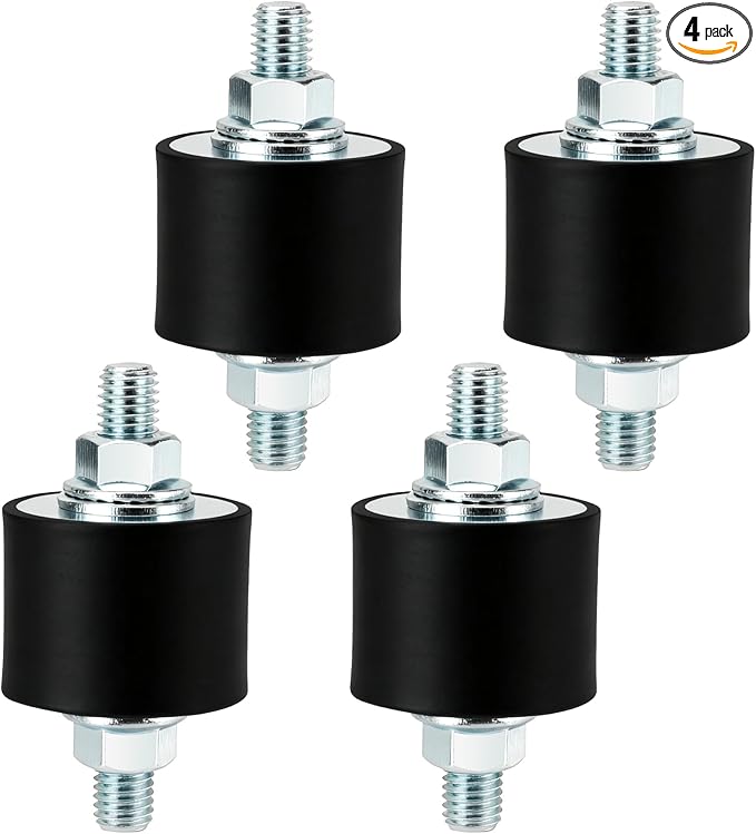 Rubber Vibration Isolator Mounts, 40 x 30mm Shock Absorber Rubber Mounts, with M10 x 23mm Studs 4 Pcs