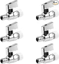 1/4 Turn Straight Stop Valve, 1/2" Crimp Pex F1807 X 3/8" OD Compression For Toilets And Faucets (Pack of 6)