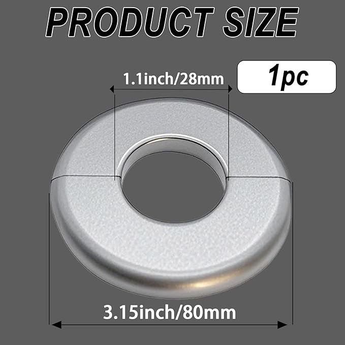 1 Piece ABS Wall Split Flange Round Self-Adhesive Escutcheon Plate Cover Plumbing Pipe Cover for Water Pipe Faucet Decoration 1.1"/28mm, Silver