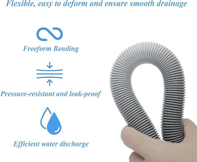 6.5ft Washing Machine Drain Hose Extension Kit - Universal for Washer, Dishwasher & Dehumidifier, 7-Piece Set with U-Bracket, 4 Clamps & Adapter