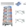 5Pcs Lever Wire Connectors, 2 in 4 Out, Push-in, 4-2.5 mm² Quick Wiring DIN Terminal Blocks, 30Pcs Wire Ferrules Terminals & 5.51 Inch DIN Rail Included