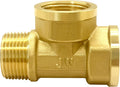 Joywayus Brass Pipe Fitting Barstock Tee 3 Way NPT 3/4" Female x 3/4" Female x 3/4" Male Hose Fitting