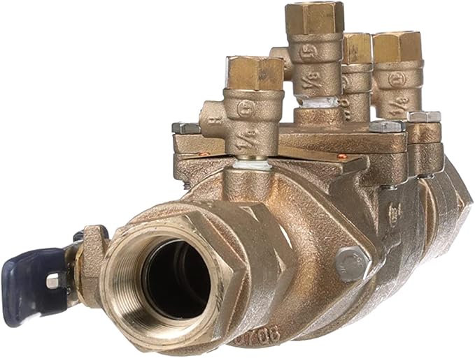 Febco LF850 Series 1-1/4" Lead-Free Bronze Double Check Valve Backflow Preventer Assembly, Quarter Turn Shutoff, Small Diameter, NPT Connections, Modular Compact Design, Replaceable Seat Discs