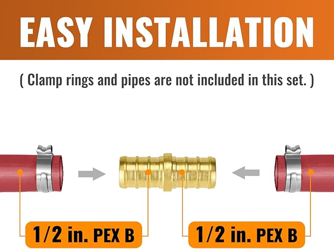 SUNGATOR 6-Pack 1/2" Pex Coupling, No Lead Brass, 1/2 Inch Pex Fittings, NSF, UPC Certified