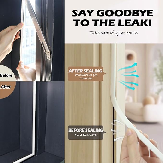 20FT Weather Stripping Door Seal - Self Adhesive Weather Insulation Strip Weatherstripping Silicone D Shaped Seal Strip Door Frame Gap Filler/Window Soundproofing
