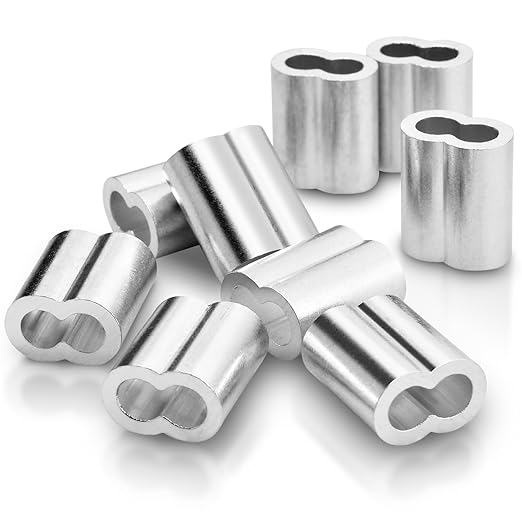 30Pcs 3/16"Cable Crimp Sleeves, Aluminum Wire Rope Crimping Loop Sleeve. Cable Ferrules for Cable and Wire Rope Crimp Double Barrel Crimp Sleeves (M5-3/16")