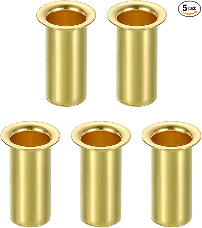 uxcell 5Pcs Fit for 6.3mm(1/4") Tube ID Brass Compression Fitting, Insert Tube Support Compression Sleeve Fitting, Sleeve Ferrules for Water Oil Air Pipe