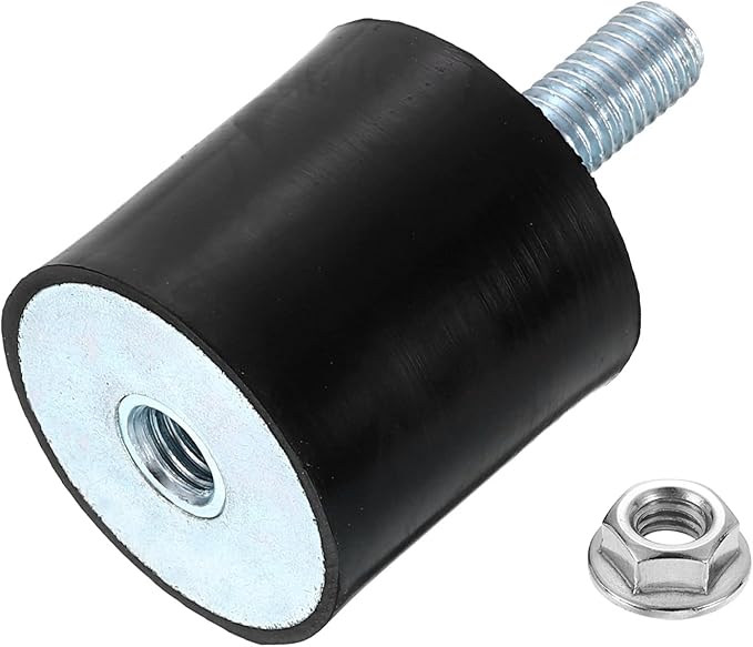 uxcell M10 Rubber Mounts, 1Pcs 40x40mm(DxH) Rubber Cylindrical Anti Vibration Isolator Shock Absorber with Lock Nut for Car Bobbin Generator Air Compressors