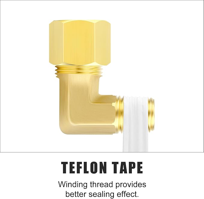 GASHER 5PCS Brass 90 Degree Elbow Compression Tube Pipe Fitting Connector, 1/2" Tube OD x 1/4" NPT Male Connector