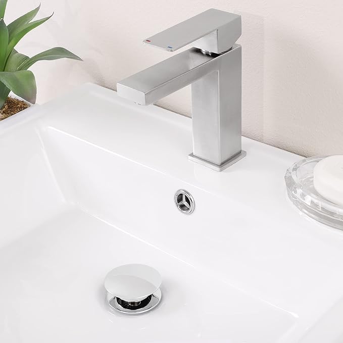 KES Bathroom Sink Drain Pop Up Drain with Overflow, Sink Stopper All Metal Rustproof Polished Chrome, Brass and SUS304 Stainless Steel, S2008S62A-CH
