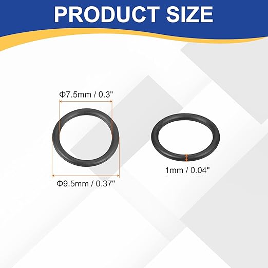 HARFINGTON 50pcs Nitrile Rubber O-Rings 9.5mm OD 7.5mm ID 1mm Width Metric Buna-N NBR Sealing Gasket Plumbing Sealing Repair O Rings for Car Auto Vehicle Repair Faucet Air Gas