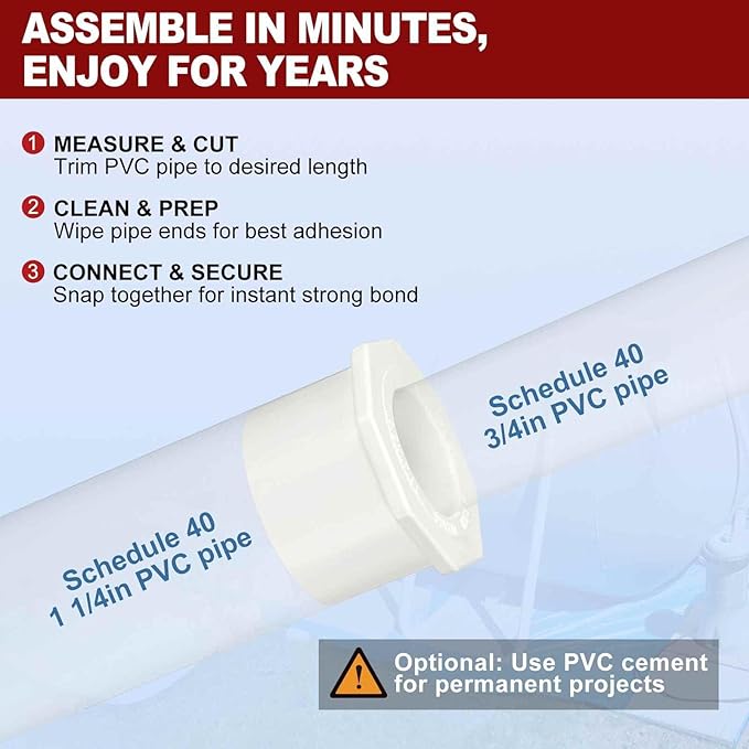 25Pcs 1 1/4" x 3/4" PVC Reducer Bushing Fitting, SCH40 (Spigot x Socket) Furniture Grade PVC Pipe Fitting, Reducer Bush Adapter for Home Sewer Plumbing, Industrial, Pipe Connection