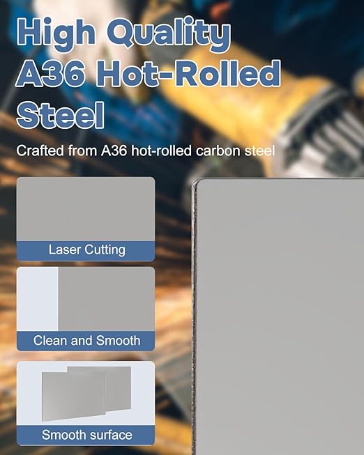 2 Pcs Hot Rolled Steel Plate, 1/8 Metal Sheet A36 Steel Sheet, 8'' x 10'' Steel Sheet Metal for Structural Support and Industrial Use