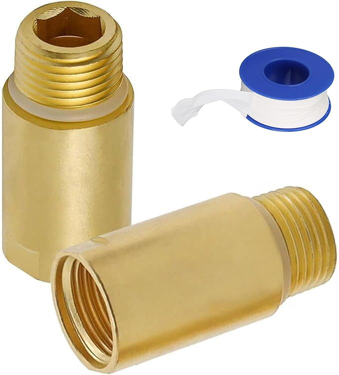 (2 pcs) Upgrade Brass Pipe Plumbing Adapter with Rubber O-ring, 1/2" NPT Male x 1/2" NPT Female Pipe Fitting Coupler, Seamless and Leakproof (3" Length)