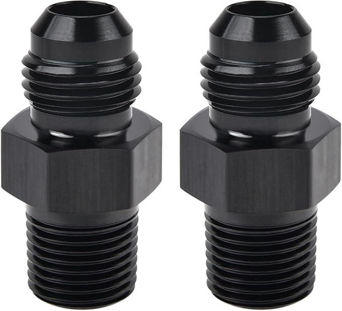 EVIL ENERGY 6AN Male Flare to 1/8" NPT Pipe Fitting Adapter Aluminum Straight Black 2PCS