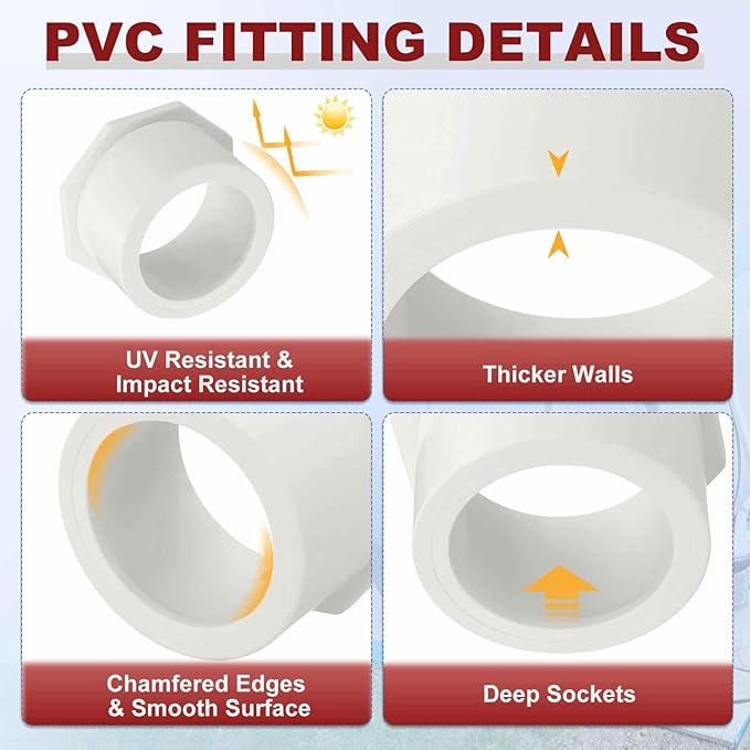 10Pcs 2" x 1 1/2" PVC Reducer Bushing Fitting, SCH40 (Socket x Socket) Furniture Grade PVC Pipe Fitting, Reducer Bush Adapter for Home Sewer Plumbing, Industrial, Pipe Connection