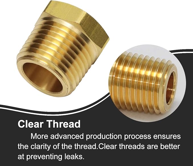 2pcs 1/2 Inch NPT Male to 1/4 Inch NPT Female Reducer Brass Pipe Hose Tube Fitting Reducing Hex Head Bushing Adapter Convert