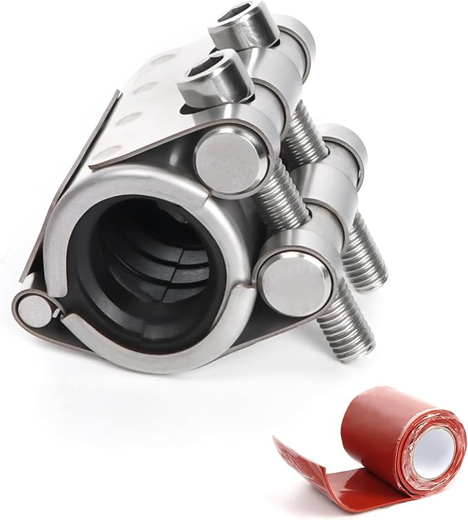 Kodilin Upgraded Pipe Repair Clamp with M1 Self-Adhesive Leak-Sealing Tape | 304 Stainless Steel Rust-Proof Emergency Pipe Repair Kit for Plastic & Metal Pipes, 1/2"(20-23mm)