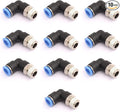CEKER 1/4 Elbow Male Airlines Push Fittings 90 Degree Push to Connect Fittings Air Fittings, PL 8MM Tubing Od x 1/4" Npt Thread Pneumatic Push In Connectors Quick Connect Tube Fittings 10Packs