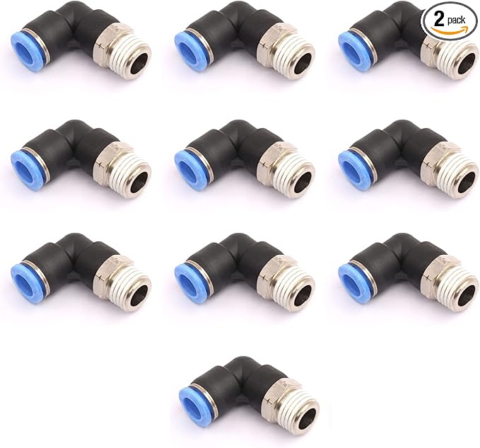 CEKER 1/8 Elbow Male Airlines Push Fittings 90 Degree Push to Connect Fittings Air Fittings, PL 8MM Tubing Od x 1/8" Npt Thread Pneumatic Push In Connectors Quick Connect Tube Fittings 2Packs