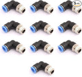 CEKER 8mm Tubing x 1/8" Npt Male Thread Elbow 90 Degree Push to Connect Fittings Air Fittings Pneumatic Quick Connect Fitting Airlines Push In Connectors Tube Fittings 5Packs