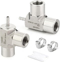 TAISHER 1PCS Forging of 304 Stainless Steel 3 Way Tee Hose Barb Fitting, 1/8" Hose Barb x 1/8" FNPT x 1/8" FNPT for Fuel/Air/Lquid/Gas with 2PCS Hose Clamp