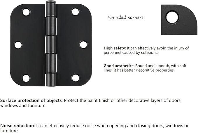 3-Pack Heavy Duty Door Hinges with Superior Load-Bearing Capacity, Rounded Corners,Equipped with Screws.3 inch X 3 in