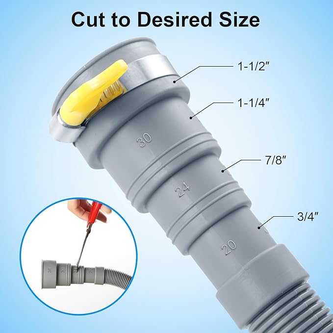 10ft Washing Machine Drain Hose, Universal Drain Hose Extension Kit for Washer, Dishwasher, Flexible Discharge Hose for LG/GE/Samsung, Fit up to 1-1/2 Inch Drain Outlets (10)