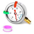 MEANLIN MEASURE 0~100Psi Pressure Gauge, Glycerin Filled 1/8" NPT 1.5" FACE DIAL, Stainless Steel Liquid Filled Pressure Gauge WOG Water Oil Air Lower Mount (with 2PCS Snaps)