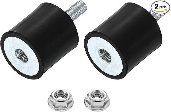 uxcell M5 Rubber Mounts, 2Pcs 20x20mm(DxH) Rubber Cylindrical Anti Vibration Isolator Shock Absorber with Lock Nut for Car Bobbin Generator Air Compressors