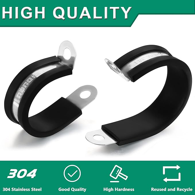 40PCS Cable Clamps 2 Inch 304 Stainless Steel Cable Clamps Rubber Coated Cushioned Insulated Cable Clamp,Automotive Wire Clamps,Pipe Clamps,Metal Clamp for Tube,Wire Cord Installation(51mm)