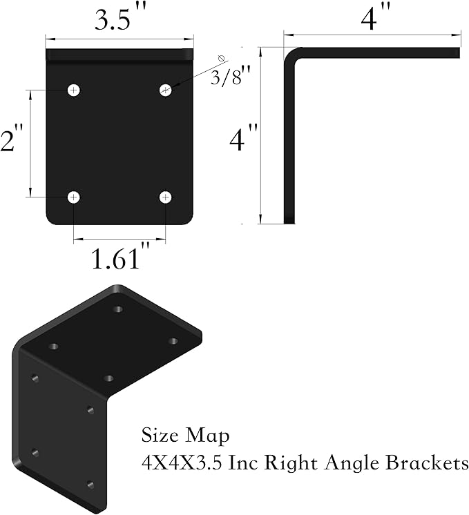 Beam Bracket, 4" X 4" X 3.5” Heavy Duty Corner Bracket. Fireplace Mantel Brackets Made of Premium Heavy Duty Alloy Steel. Corner Steel