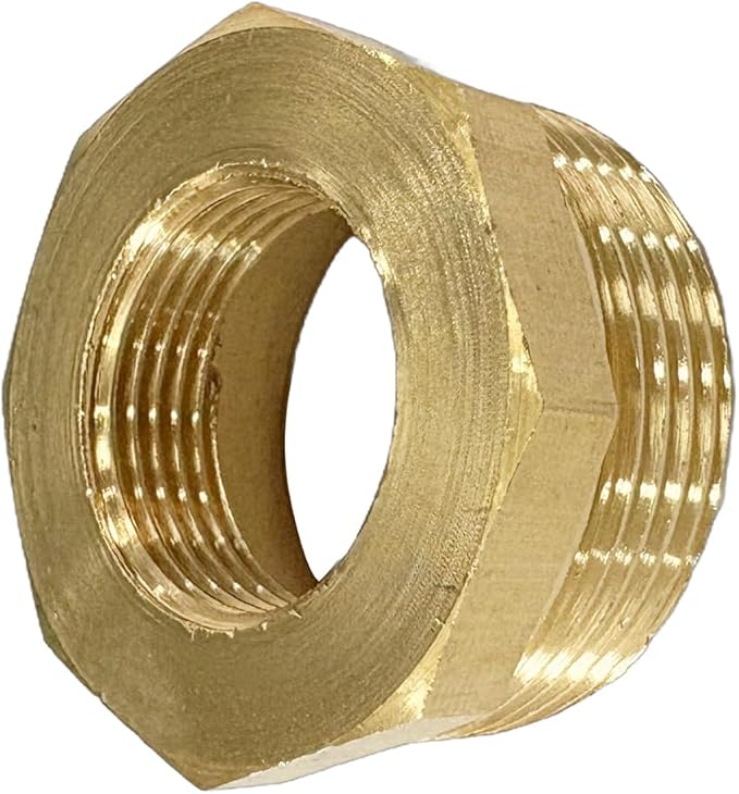 1-1/4" NPT Male x 3/4" NPT Female Brass Reducer Hex Bushing Threaded Pipe Fitting Reducing Adapter Pack of 1