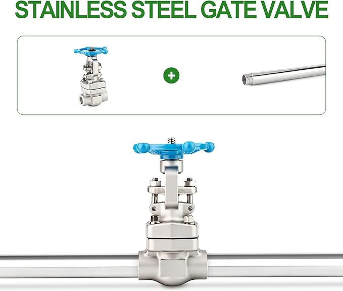 TAISHER 1PCS Forging of 304 Stainless Steel Gate Valve, 1" NPT Female Rotary Sluice Valve With Wheel Handle, For Water, Oil, Gas