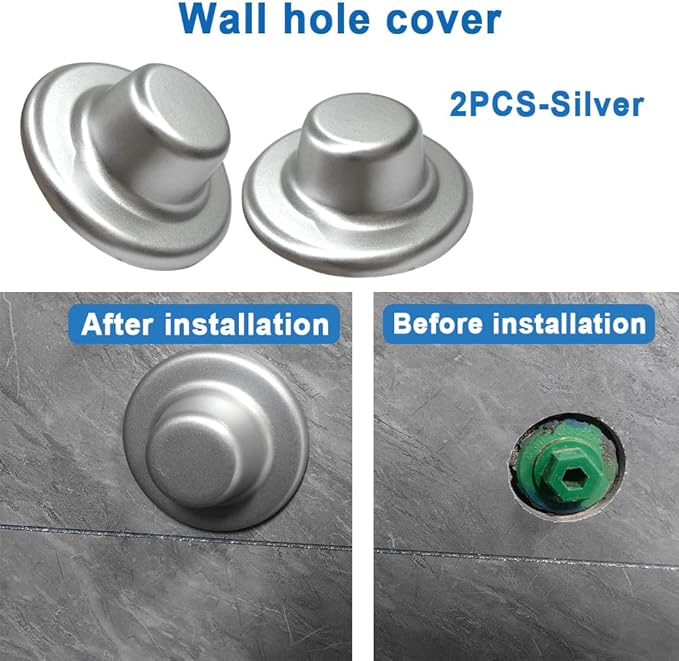 2Pcs 3"Pipe Wall Hole Covers,Water Pipe Cover Escutcheon Caps Plumbing Caps,Self-Adhesive Plugs Round Shower Pipe Caps for Concealing Wall Bathroom Faucet Toilet AirConditioner Holes Decoration,Silver
