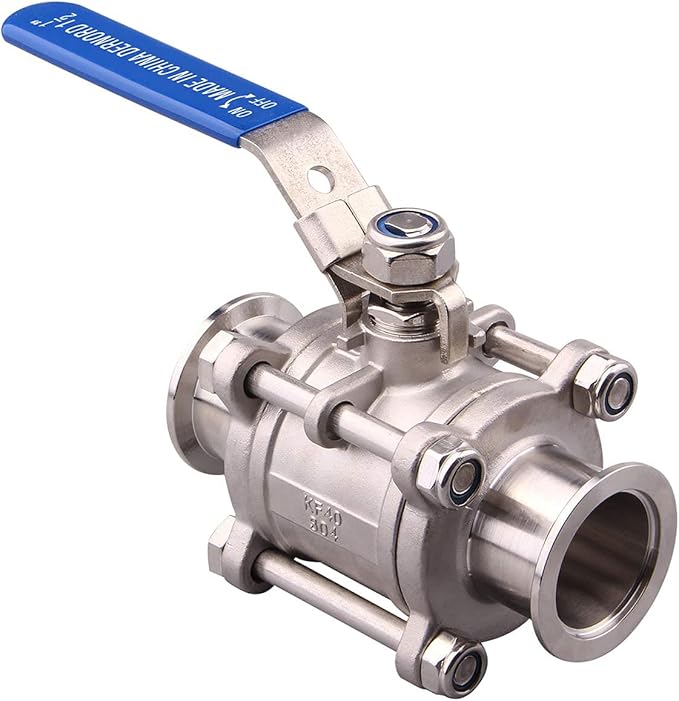 SHERICH Vacuum KF50 Ball Valve 304 Stainless Steel Clamp High Vacuum Fast Ball Valve Blue Handle With Locking Device (KF50)