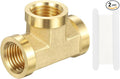 PATIKIL Brass Tee Fitting, 2Pcs 1/4" x 1/4" x 1/4" NPT Female Pipe 3 Way Forged Brass Barstock Street Tee Pipe Fittings for Water Gas Refrigeration