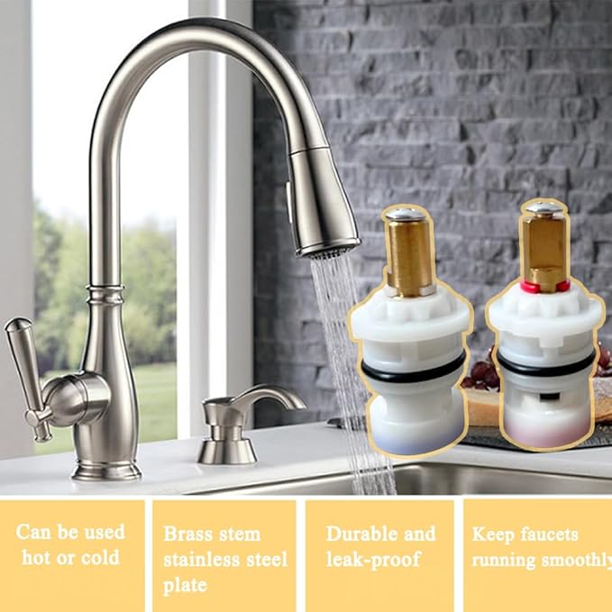 Ceramic Stem Disc Faucet Cartridge (Hot & Cold Pair), Replacement for 9608020 9608060 48/143/149 Series, Universal Bathroom Valve Cartridge