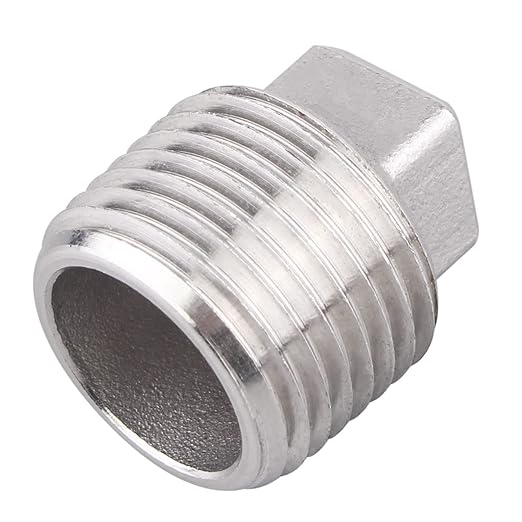 Stainless Steel 304 Cast Pipe Fitting, Square Head Cored Plug, Class 150, 1/2'' NPT Male (pack of 2)
