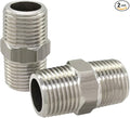 Hooshing 2PCS Hex Nipple 1/2" Male x 1/2" Male NPT Stainless Steel 304 Threaded Pipe Fittings for Brew Kit Home Piping