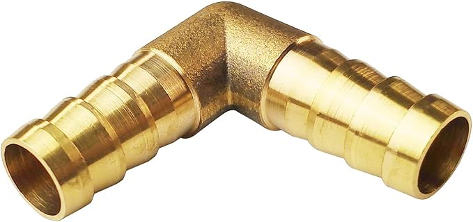2PCs 1/2" Brass Hose Barb Fitting 90 Degree Elbow Barbed Splicer Mender Union Fitting with 4PCs Hose Clamp for Oil Water Air