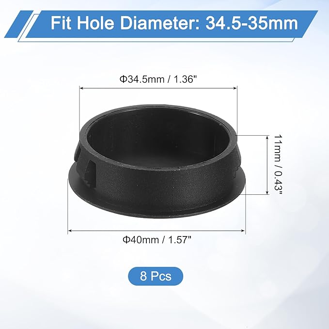uxcell 8Pcs 35mm(1-3/8") Nylon Hole Plugs, Flush Type Panel Round Snap in Fastener Knockout Locking Plugs for Furniture Insert End Caps Panels, Black