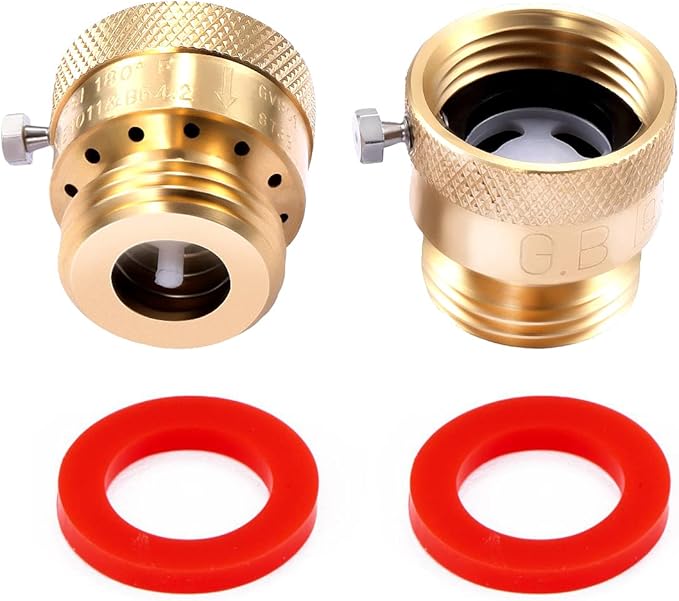 2 Pack Brass 3/4" Inch GHT Hose Bibb Connector Backflow Preventer Vacuum Breaker