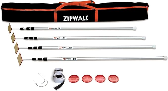 ZipWall SLP4-PK3 ZipPole 12' Spring (12-Pack) Loaded Poles for Dust Barriers, 3 Units w/ 4