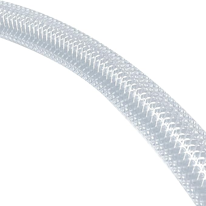 Gloxco Clear Braided PVC Tubing, Food Grade, Heavy Duty Reinforced Hose, 3/4" ID, 100 Ft Length