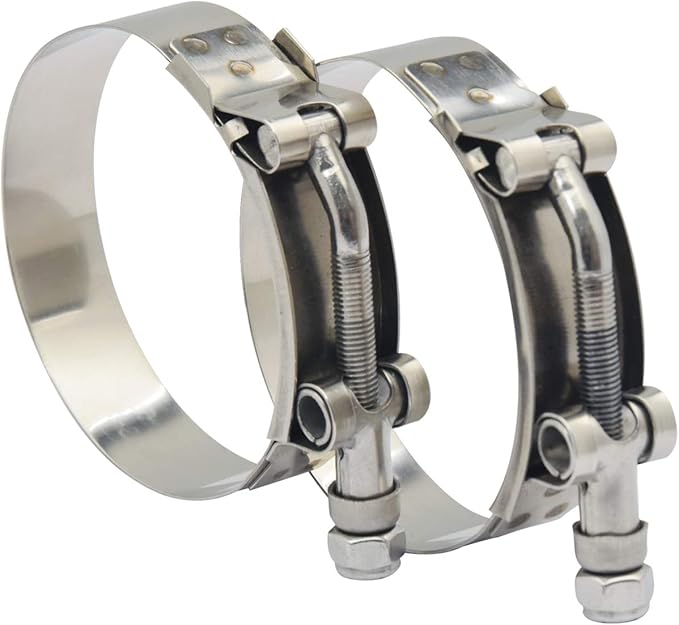 ROADFORMER 83mm - 91mm T-Bolt Hose O.D. Clamp - Clamp Range 3.28" - 3.58" for 3.5" Hose OD, Stainless Steel Bolt, SS Band Floating Bridge and Nylon Insert Locknut (83mm - 91mm, 2 pack)