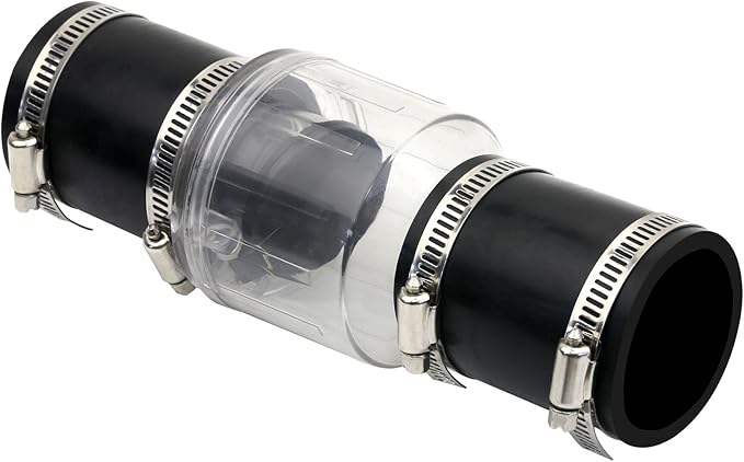 2 Inch Sump Pump Check Valve Water Pump Accessories, Steel Clamps Fit 7-1/4"Gap in, Spring-Loaded Flapper, Full-Flow and Non-Clog Design Installation
