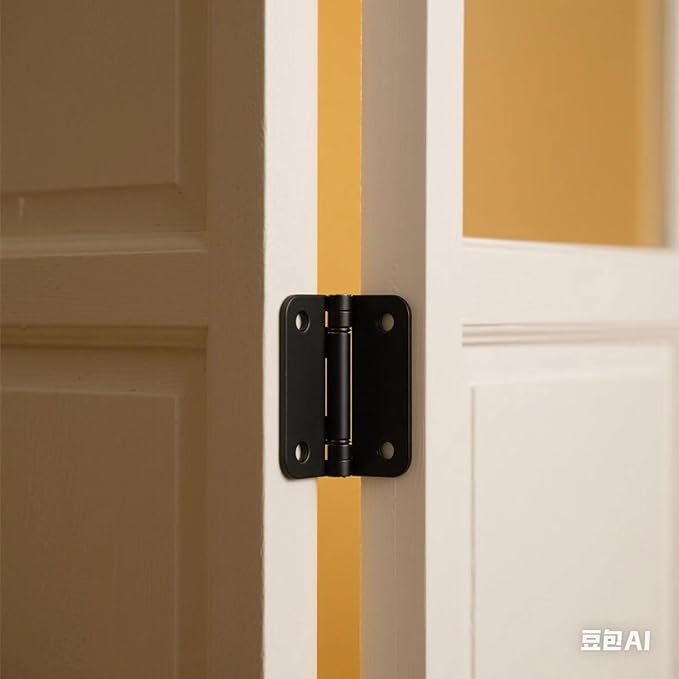 3-Pack Heavy Duty Door Hinges with Superior Load-Bearing Capacity, Rounded Corners,Equipped with Screws.4 inch X 4 inch Black.