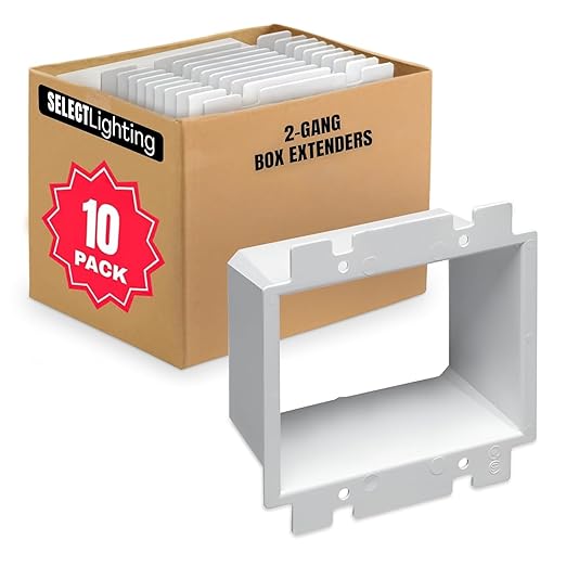Select 10 Pack Electrical Outlet Box Extender with Included Screws, Plastic Electrical Outlet Extender, Heavy Duty Receptacle Extender, 2-Gang