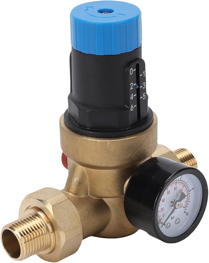 Water Pressure Regulator Valve Pressure Reducing Valve Water Pressure Controller DN15 1/2 Inch Brass with 316L Stainless Steel Filter 40um for Home Use RV Camping